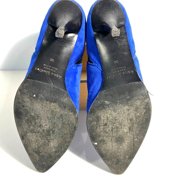 Acne Studios Bright Blue Suede Jensen Pointed Toe Ankle Chelsea Boot Sz 8 - Picture 7 of 7